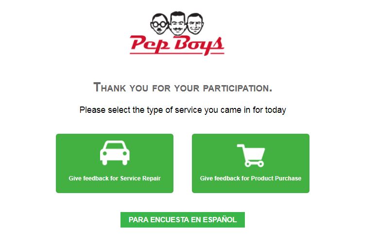 Pep Boys Survey