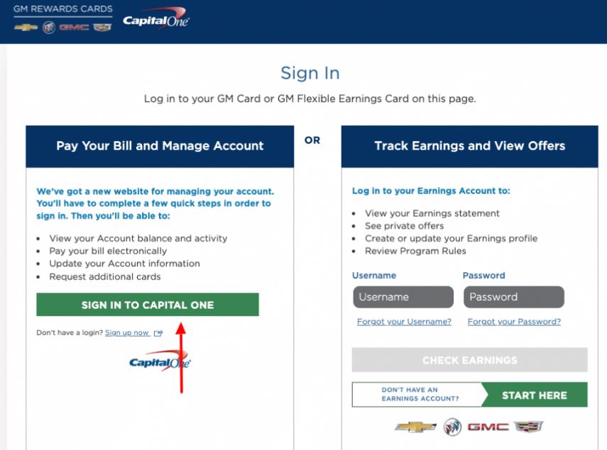 GM Capital One Rewards Card Login