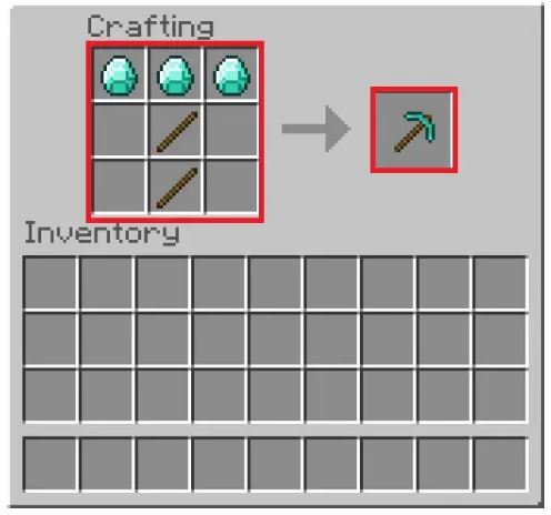 Minecraft Diamond Pickaxe Crafting Recipe