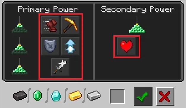 Powers in Minecraft Beacons