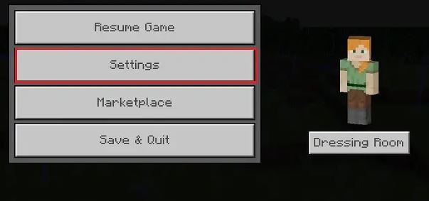 Settings in Bedrock Pause Menu