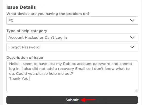 recover lost roblox login password