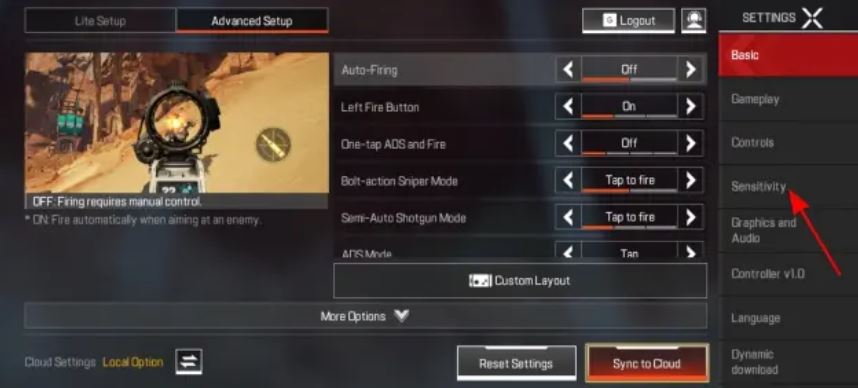 Gyroscope in Apex Legends Mobile